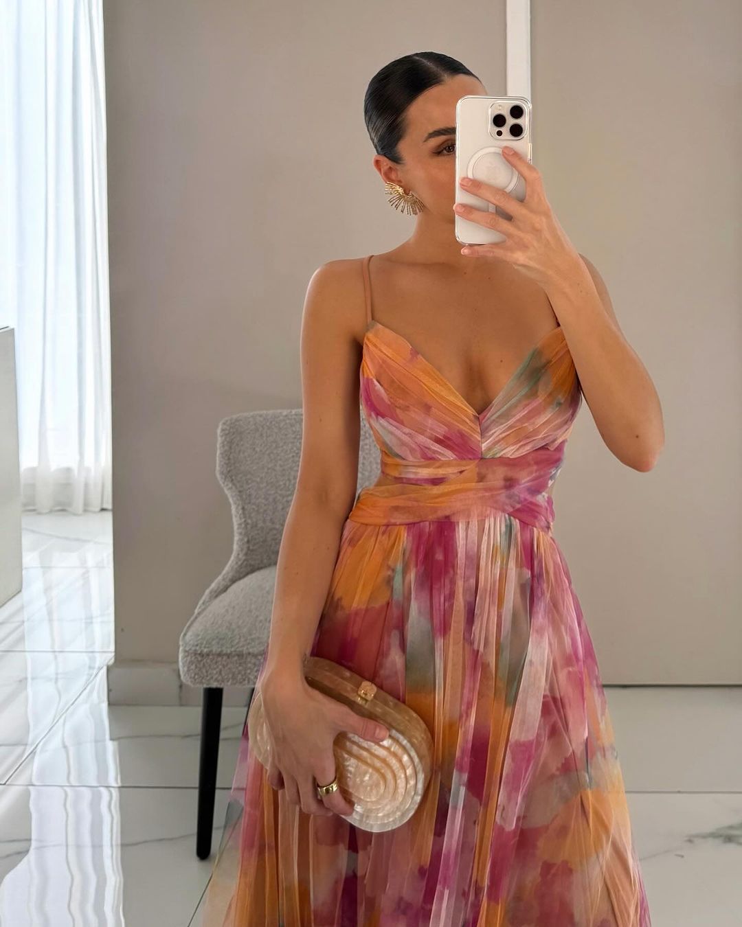 Vera - Abito Maxi con Bretelle e Stampa Floreale