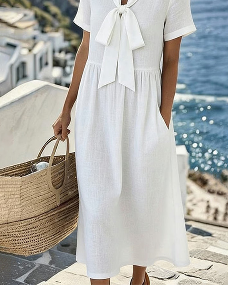 Sophie - Abito Midi A-Line con Dettaglio a Fiocco
