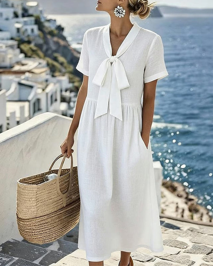 Sophie - Abito Midi A-Line con Dettaglio a Fiocco