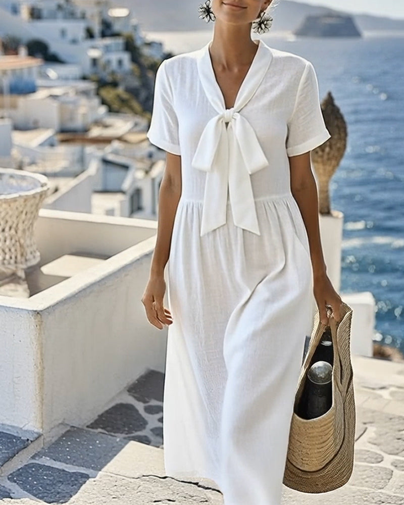 Sophie - Abito Midi A-Line con Dettaglio a Fiocco